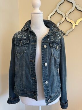 Westport Dark Blue Denim Jacket with Studded Detail